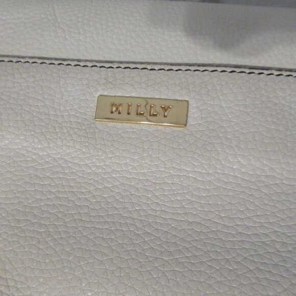 Milly White Leather Crossbody Bag Pebbled Tassel - Picture 6 of 11